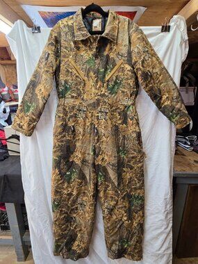 Vintage Camo Insulated Coveralls Hunting Outdoors Size L
